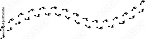 Barefoot Walking Vector Print - Minimal Footstep Silhouette Illustration