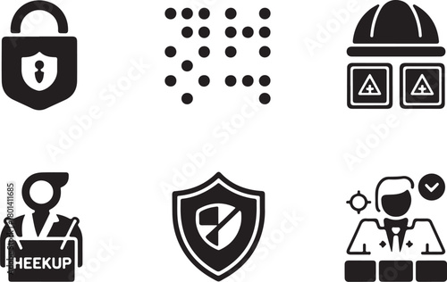 Cybersecurity icons for secure data protection