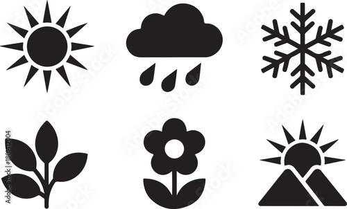 Weather forecast icons collection for seasonal design