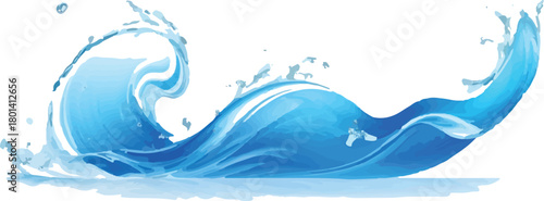 Stylized blue water wave illustration a dynamic vector element isolated on a white background