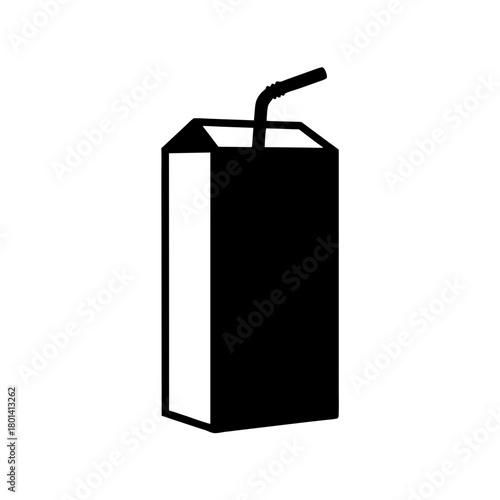 Minimalist juice box drink carton with straw icon