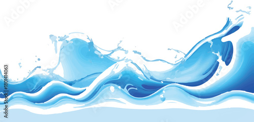 Dynamic blue water splash illustration flowing liquid motion perfect for backgrounds and design elements