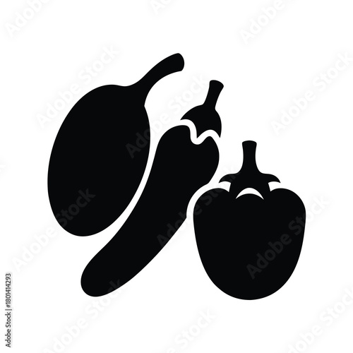 Different types of peppers food icon design element