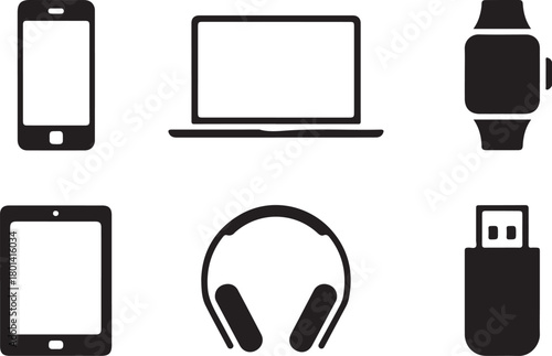 Tech icons for modern device connection promotion