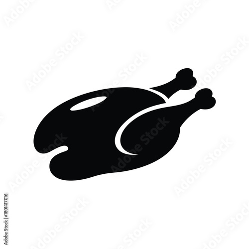Roasted whole chicken or turkey meal icon graphic art