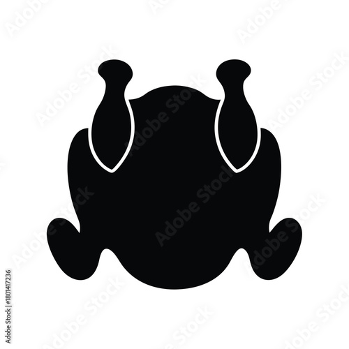 Whole chicken silhouette icon graphic for food theme