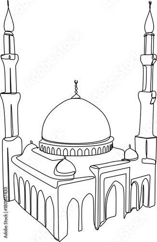 Line drawing of a Jewish synagogue