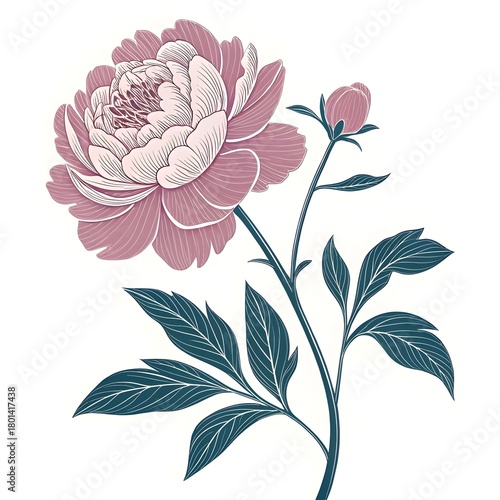 Focus on Subject & Style)
Crimson Peony and Bud
A Bold Study in Traditional Line Art
Option  (Focus on Mood & Symbolism)
The Emblem of Prosperity
Elegant Beauty in Scarlet Hue