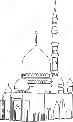 Line drawing of a Jewish synagogue