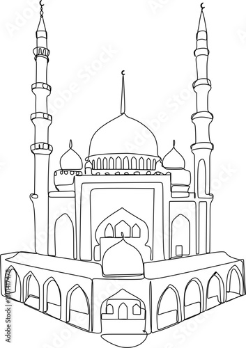 Line drawing of a Jewish synagogue