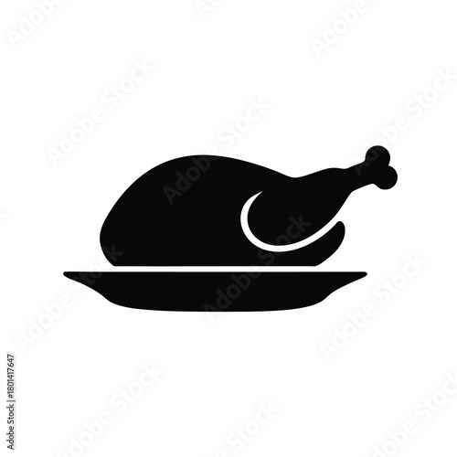 Roasted poultry meal graphic icon on serving platter
