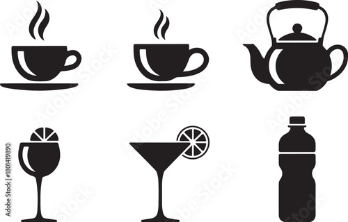 Drinks silhouette collection for menu design use