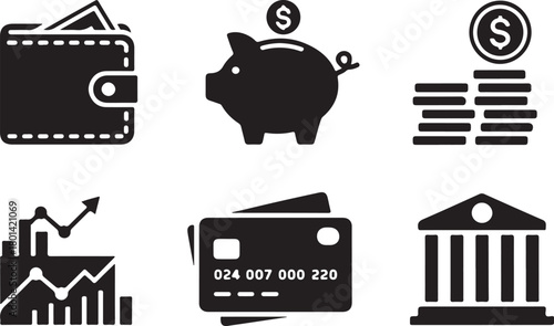 Financial success icons for modern banking design