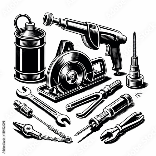 Collection of vintage and antique hand tools and power tools