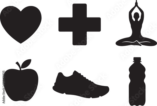 Wellness icons for a healthy lifestyle concept