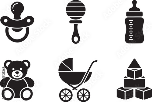 Adorable baby icons for nursery decor and branding