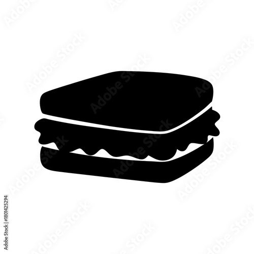 Black silhouette sandwich icon for food and dining app