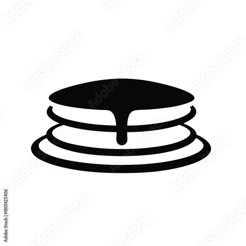 Breakfast pancakes stack with syrup icon silhouette