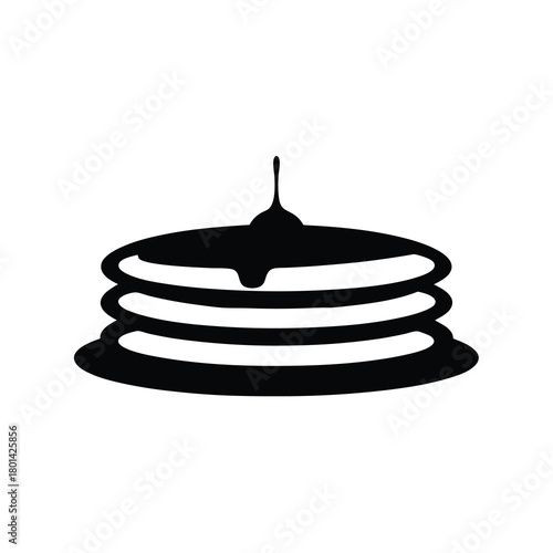 Stack of pancakes with syrup dripping, breakfast icon