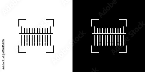 Abstract icon representation of a barcode being scanned, symbolizing modern retail, digital identification, and efficient data processing