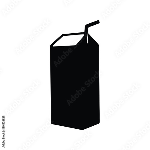 Abstract drink carton with straw silhouette graphic