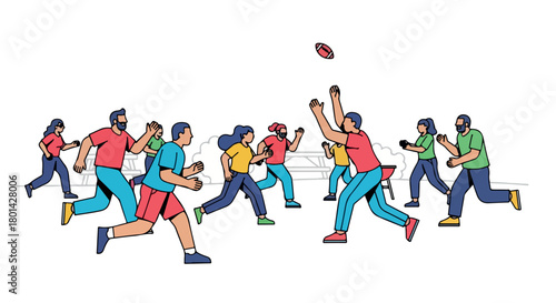 Group of people playing football outdoors