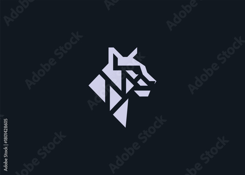 A sleek geometric panther logo built from sharp angular forms and smooth interconnected lines, representing agility, stealth, and precision, crafted as a contemporary creative vector design