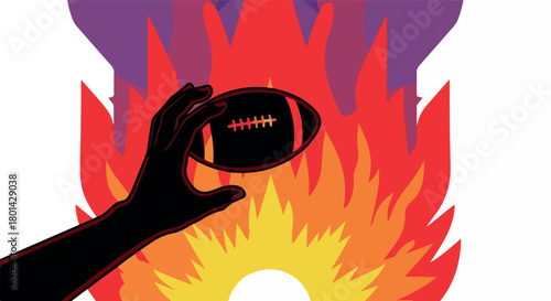 Football in flames with transparent background