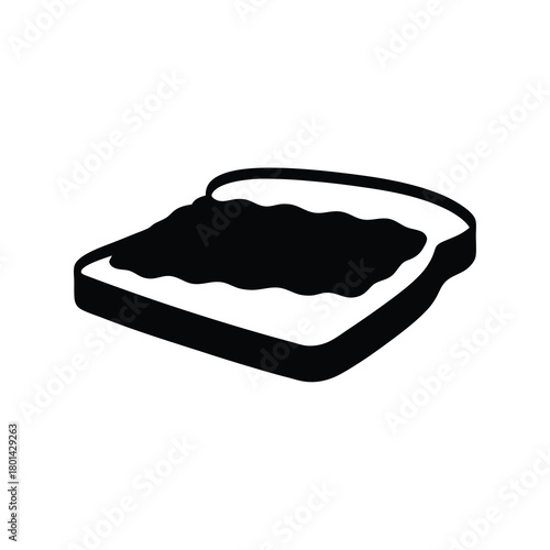 Simple black silhouette of toast with a sweet spread