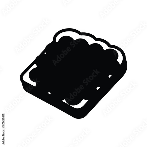 Outline icon of toasted bread slice with dark topping