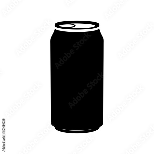 Black silhouette of aluminum beverage can design icon