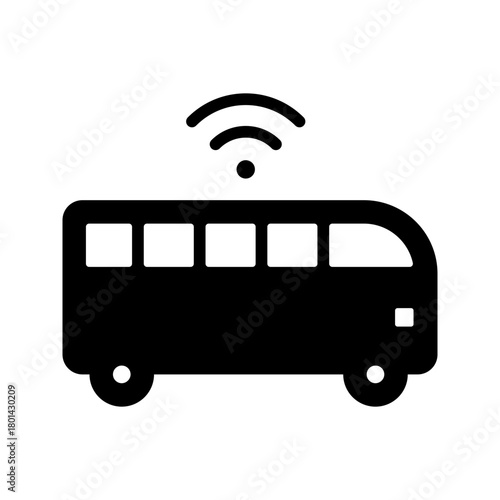 Autonomous bus flat icon self driving public transport
