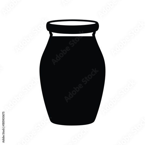 Simple silhouette black glass jar icon for design use