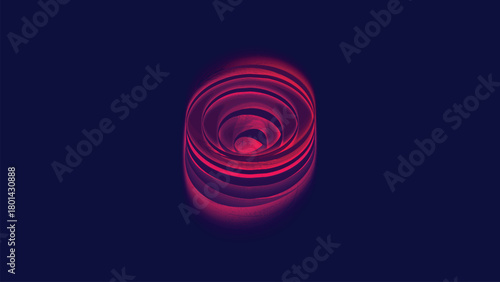 Concentric Red Rings Forming a Cylindrical Vortex Shape abstract purple