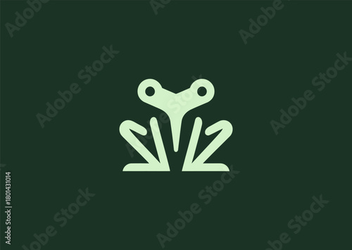 A unique geometric frog logo composed of faceted polygonal shapes and structured line patterns, conveying adaptability, nature, and energy, designed as a modern minimalist vector illustration concept