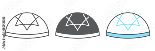 Kippah line icon. Traditional head covering in thin outline style, isolated on a white background. Simple vector illustration for jewish culture, religion, prayer and ceremony design.