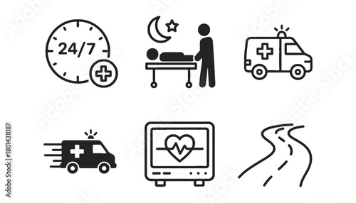 Emergency medical service icons vector illustration set eps