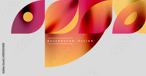 Abstract shapes, vibrant colors, modern design. Gradient overlays create dynamic visual effect. Minimalist composition, clean aesthetic.