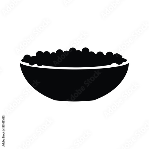 Bowl filled with small round objects silhouette icon