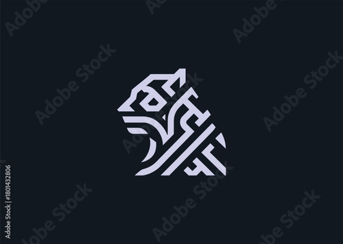 A sleek geometric panther logo built from sharp angular forms and smooth interconnected lines, representing agility, stealth, and precision, crafted as a contemporary creative vector design