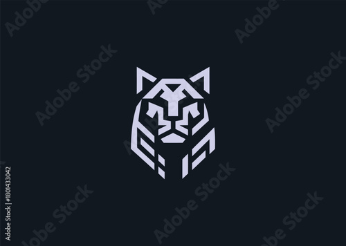 A sleek geometric panther logo built from sharp angular forms and smooth interconnected lines, representing agility, stealth, and precision, crafted as a contemporary creative vector design