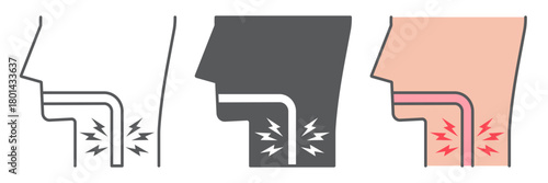 Sore throat icon, body and pain, inflammation sign, vector graphics, a linear pattern on a white background. editable stroke