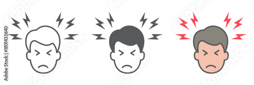 Headache icon, body and pain, head pain sign, vector graphics, a linear pattern on a white background. editable stroke