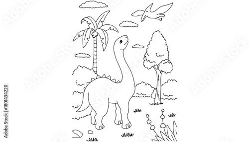 Dinosaur coloring page for kids printable dinosaur outline art