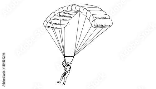 Parachute drawing vector illustration skydiving adventure sport