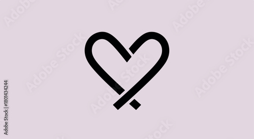 Heart shape with intersecting lines with transparent background
