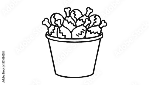 Bucket of fried chicken drawing vector illustration graphic
