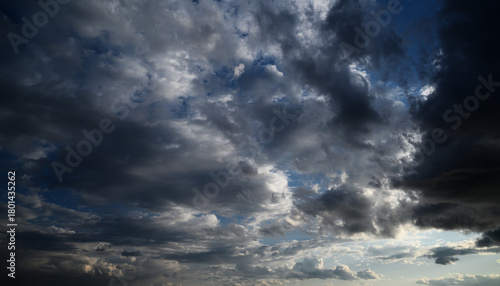 Dramatic sky with dark clouds. Nature background.