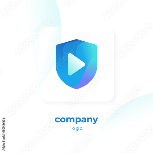 modern blue gradient shield logo