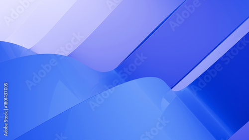 Abstract wavy curved 3d render. Blue soft layers of plastic with lines, folds, ruffles. Modern wallpaper, texture pattern.